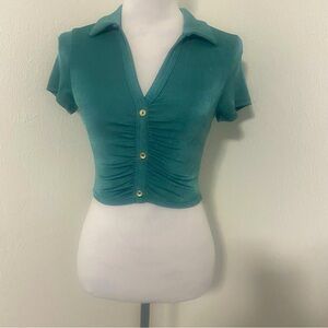 Turquoise Button-Up Women's Top